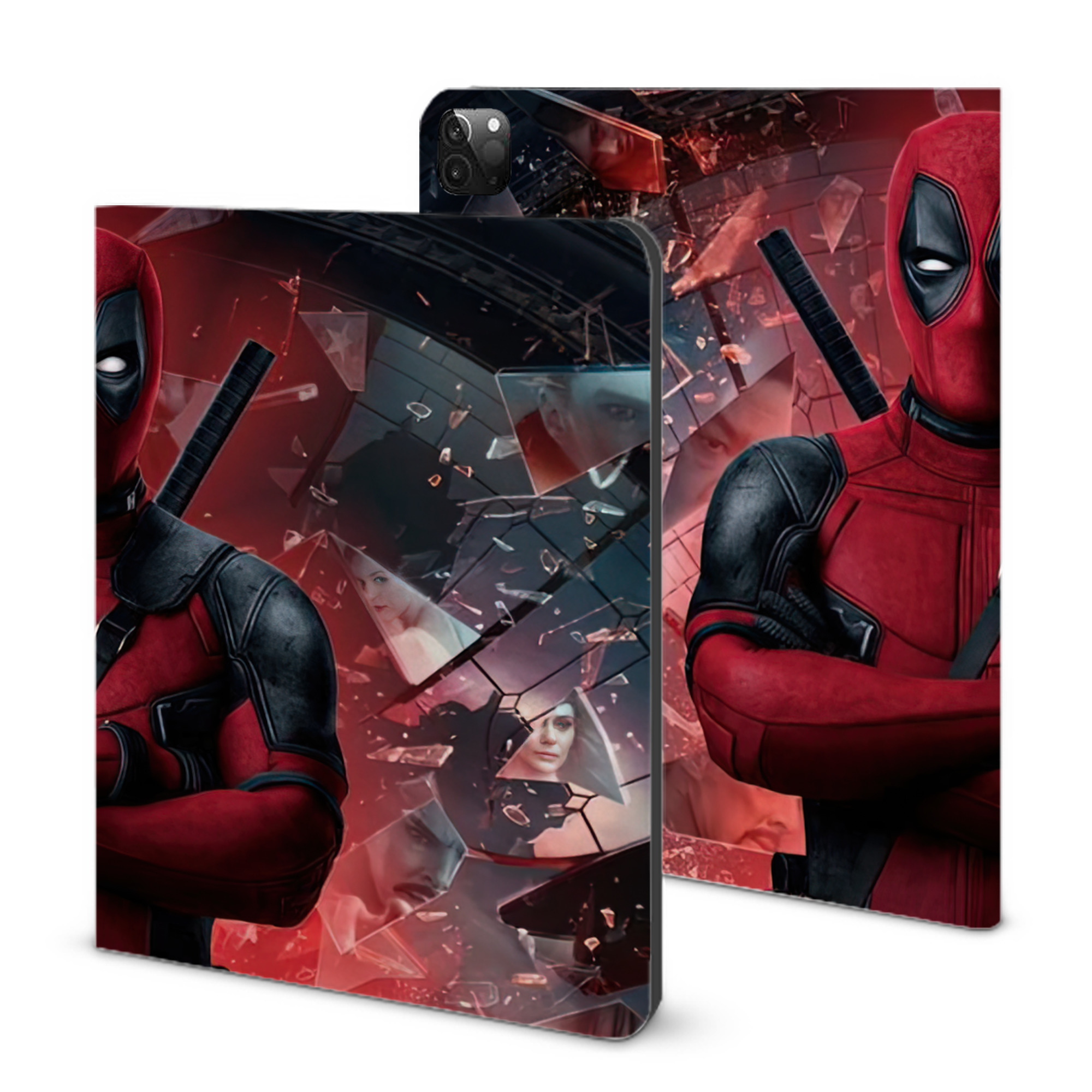 （画像用） Deadpool デッドプール IPadケース ペンホルダー付き ブックスタイルデザイン